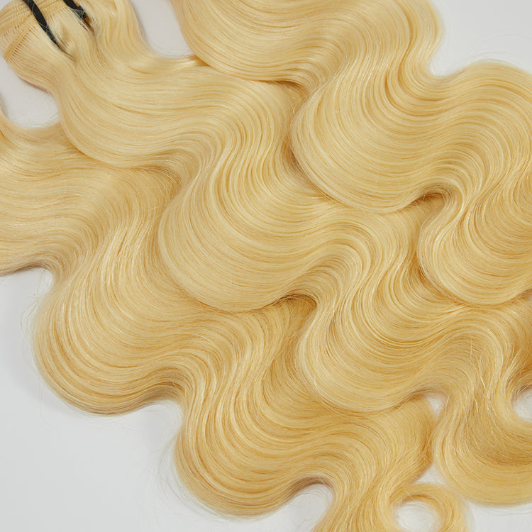 12-30 Inch 12A Raw Hair #613 Lightest Blonde Body Wave Bundles